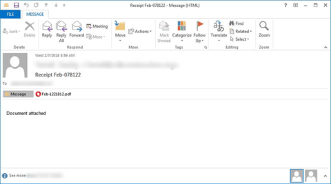 E-mail espalhando o ransomware GandCrab